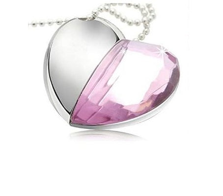 USB FLASH DRIVE 16 GB WOMEN'S NECKLACE WITH CRYSTAL HEART 577