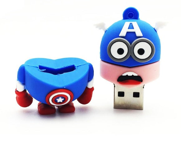 USB FLASH DRIVE 16GB MINIONS CAPTAIN AMERICA HERO Color blue
