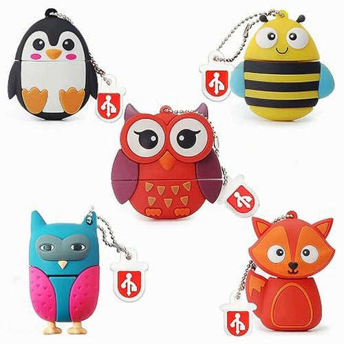 USB FLASH DRIVE 2.0 32GB SILICONE ANIMALS FOR CHILDREN GIFT 5 PCS.