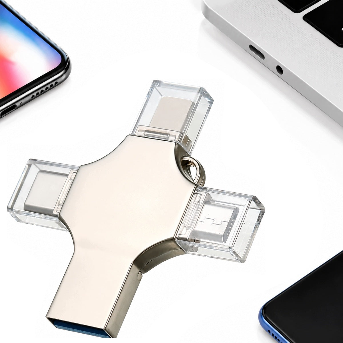 USB FLASH DRIVE 256GB 4IN1 IOS TYPE-C MICROUSB OTG SILVER
