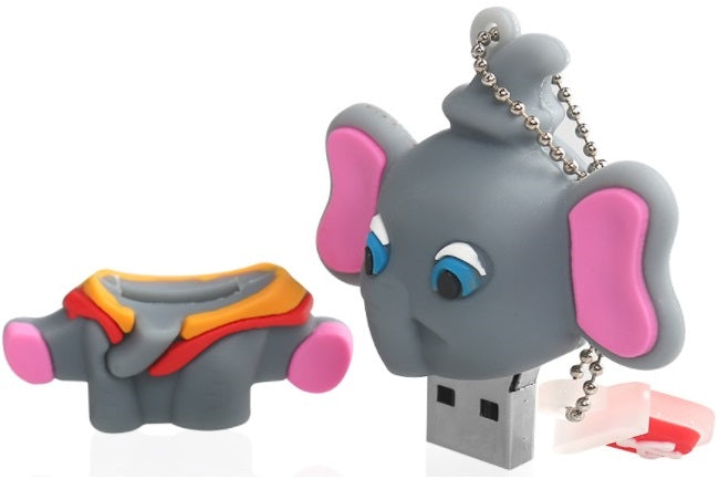 USB FLASH DRIVE 32GB ELEPHANT MAMMAL PET ANIMAL Color gray