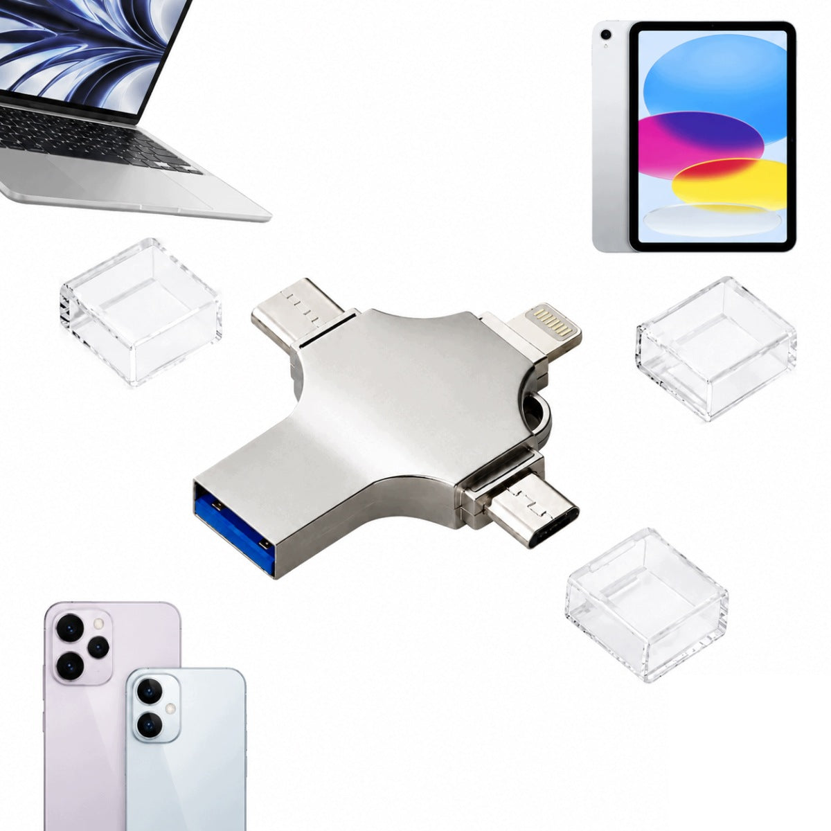 USB FLASH DRIVE 4IN1 USB-C MICRO USB FOR SMARTPHONE FLASH MEMORY OTG 256GB