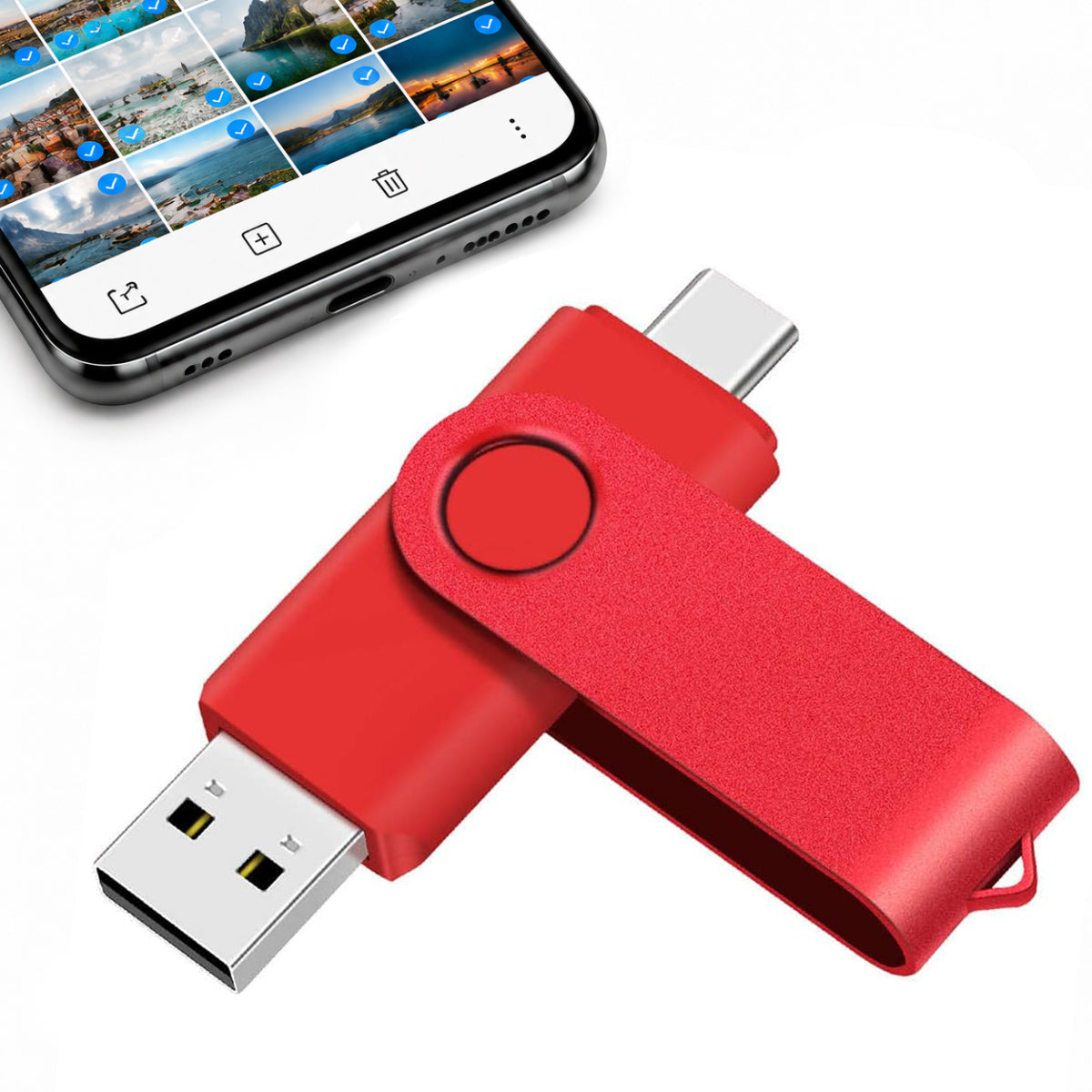 USB FLASH DRIVE 512 GB USB-C TYPE C ROTATE DUAL DRIVE 2IN1 USB A MEMORY USB RED