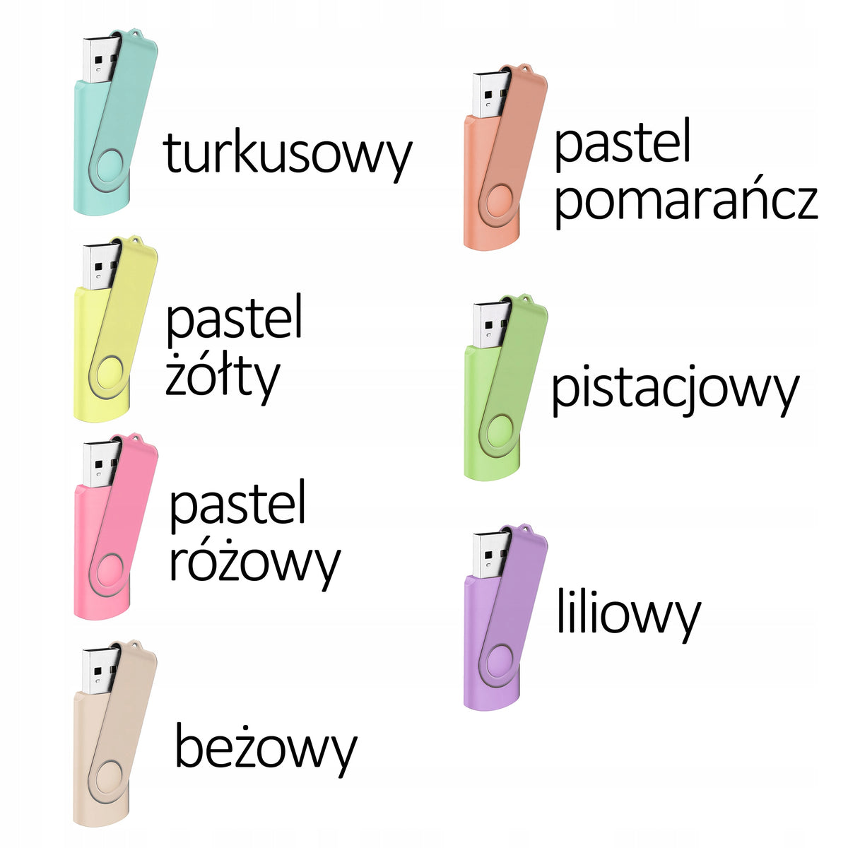USB FLASH DRIVE 64GB 3.0 TWISTER FULL – 7 PASTEL COLOURS Packaging status original