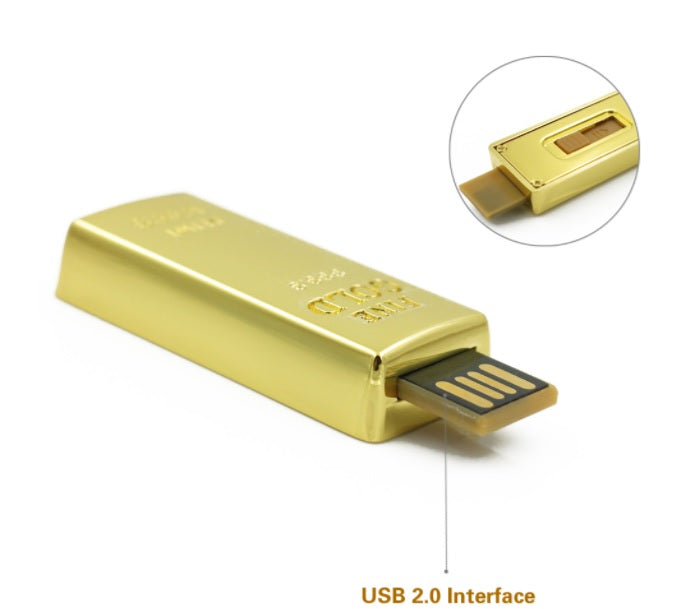 USB FLASH DRIVE 8 GB GB BAR GOLD WEALTH Color gold