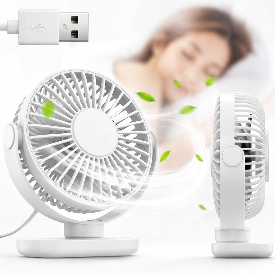 USB Fan Quiet Mini Desk Fan Cooling TOPK K62C White