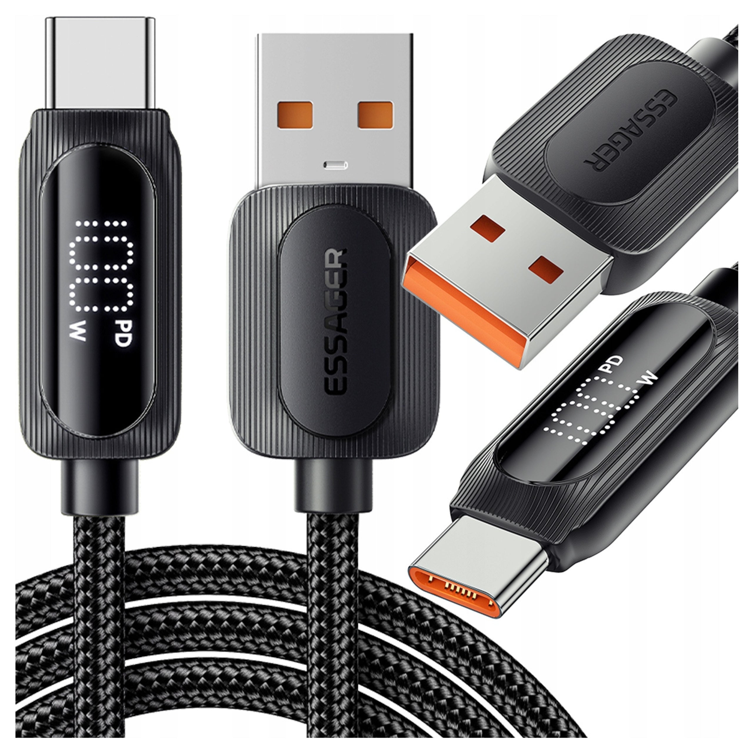 USB Fast Charging Cable 2M for Fast Charging USB-A USB-C 100W