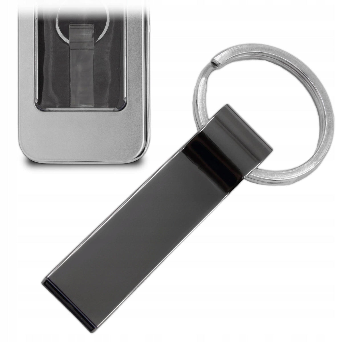 USB Flash Drive 32GB Black Keychain Box