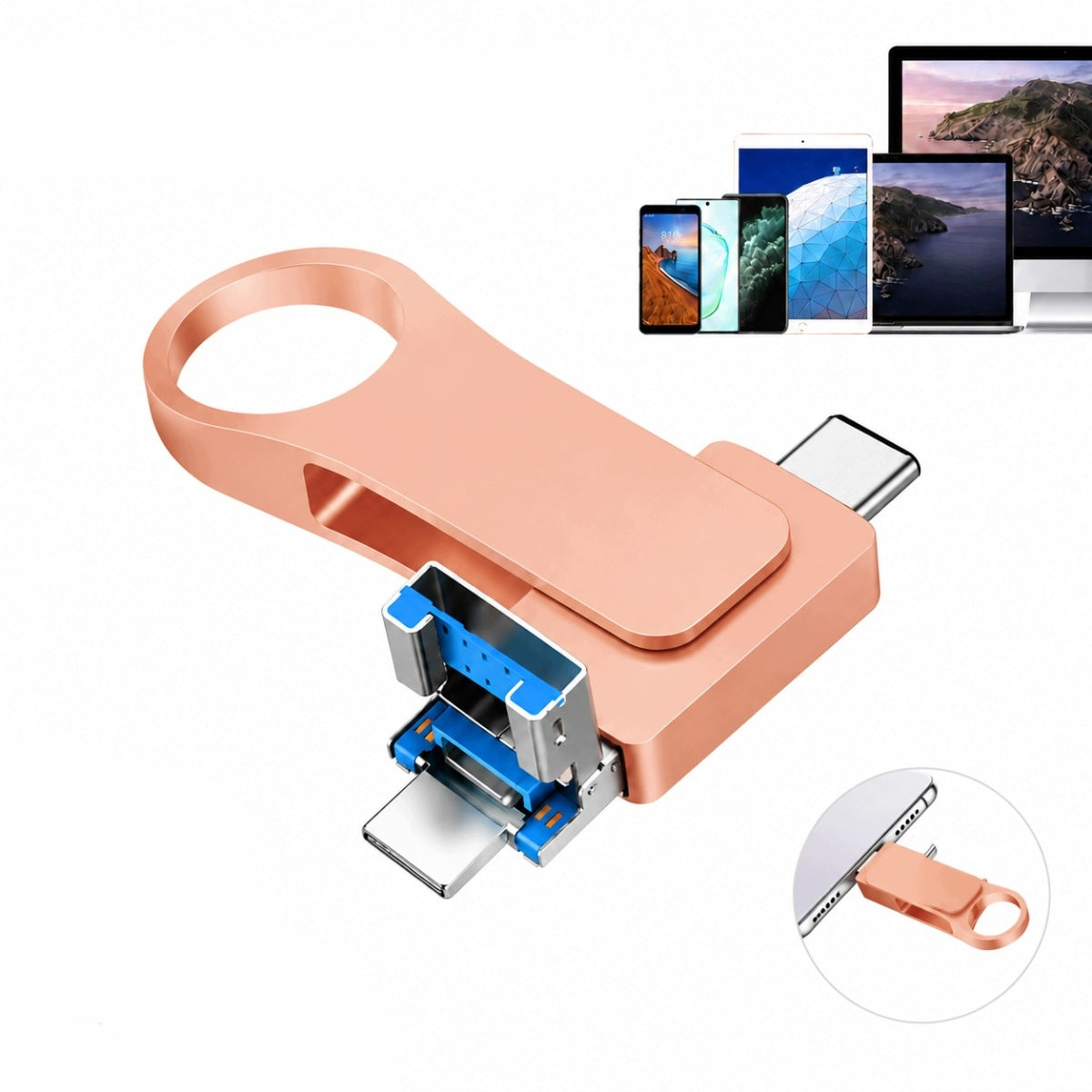 USB Flash Drive 512GB USB-C TYPE C Rotate 4in1 USB A USB Flash Drive Lightning