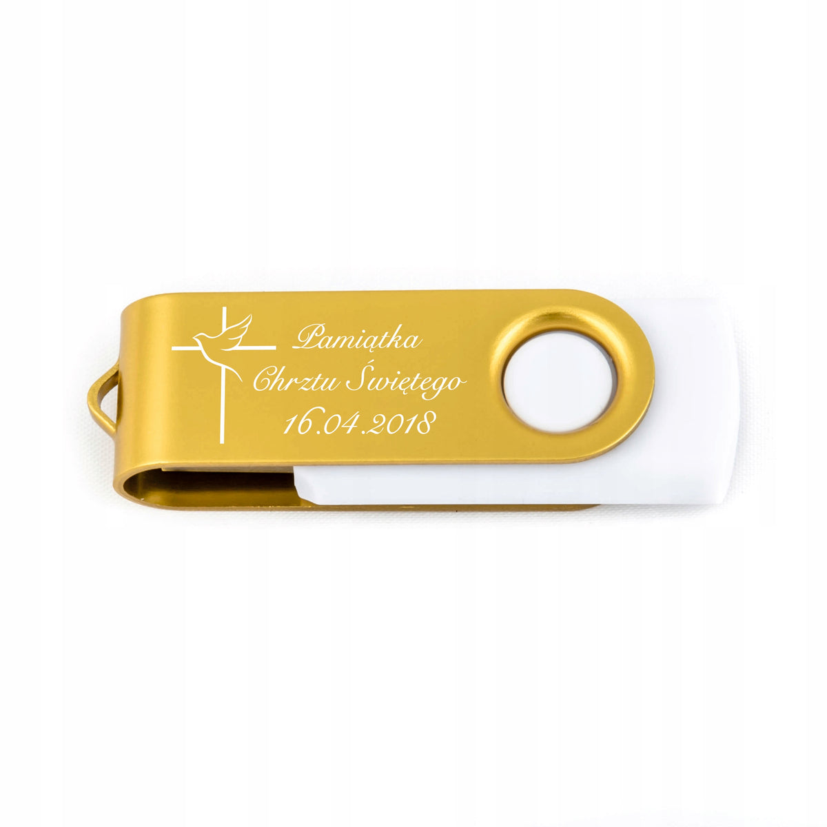 USB Flash Drive 8 GB with Engraving for BAPTISM Color white