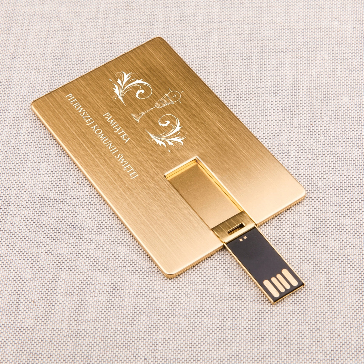USB Flash Drive Communion Metal Card 4GB Gold + Engraving & HOLY COMMUNION Brand MemoRabbit