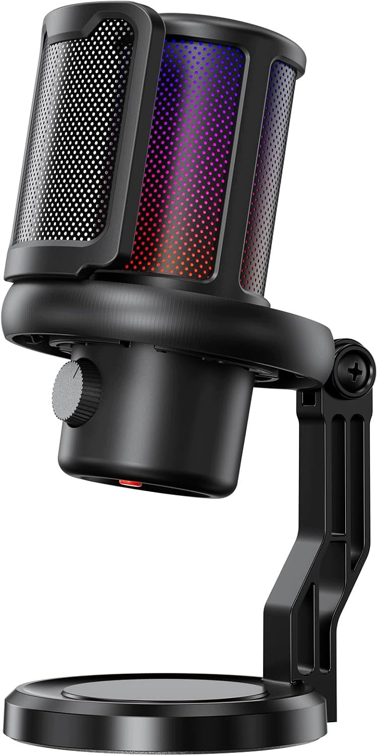 USB GAMING MICROPHONE RGB FILTER POP TRIPOD NOISE REDUCTION