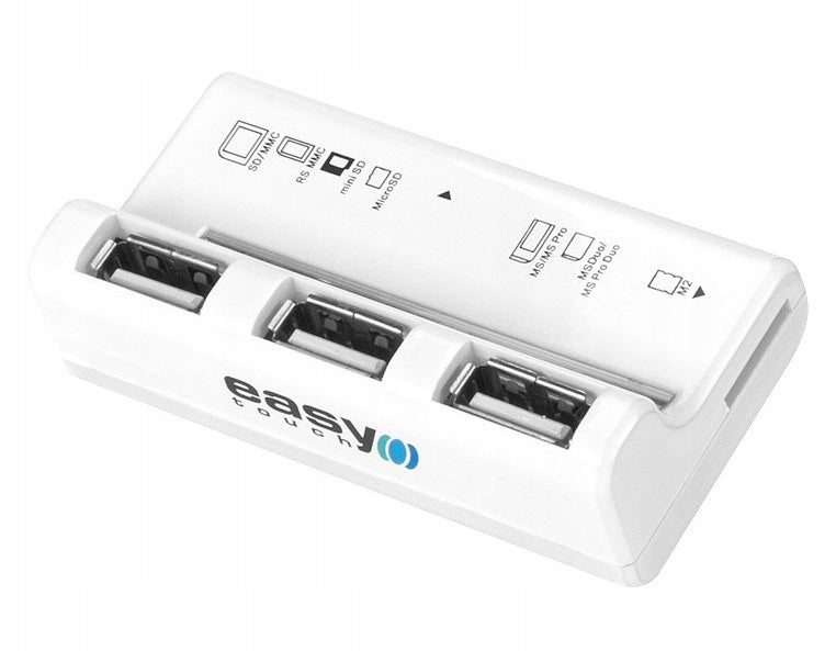 USB HUB 2.0 + CARD READER SD, MICRO SD, MS PRO DUO, M2. ET-4803 WH