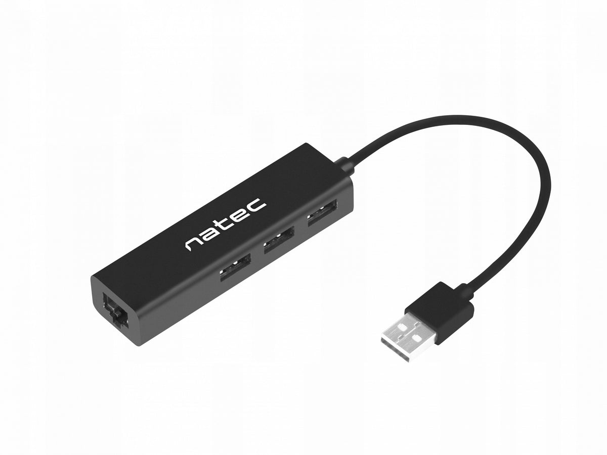 USB HUB 2.0 NATEC DRAGONFLY 3-PORTS + RJ45 100 MB/S