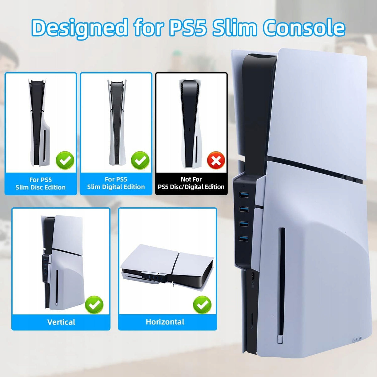 USB HUB 4 PORTS TO PS5 SLIM CHARGER SPLITTER ADAPTER