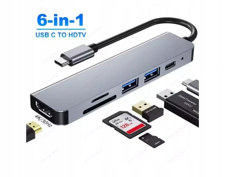USB HUB, 6-IN-1 DOCKING STATION