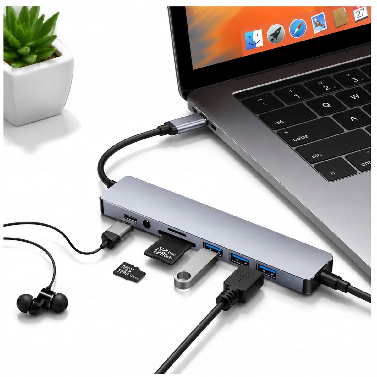 USB HUB Adapter 8in1 Adapter Card Reader Universal Card Port