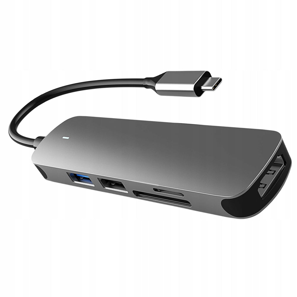 USB HUB TYPE-C ALUMINIOWY 5 PORTÓW DO PRACY I ROZRYWKI