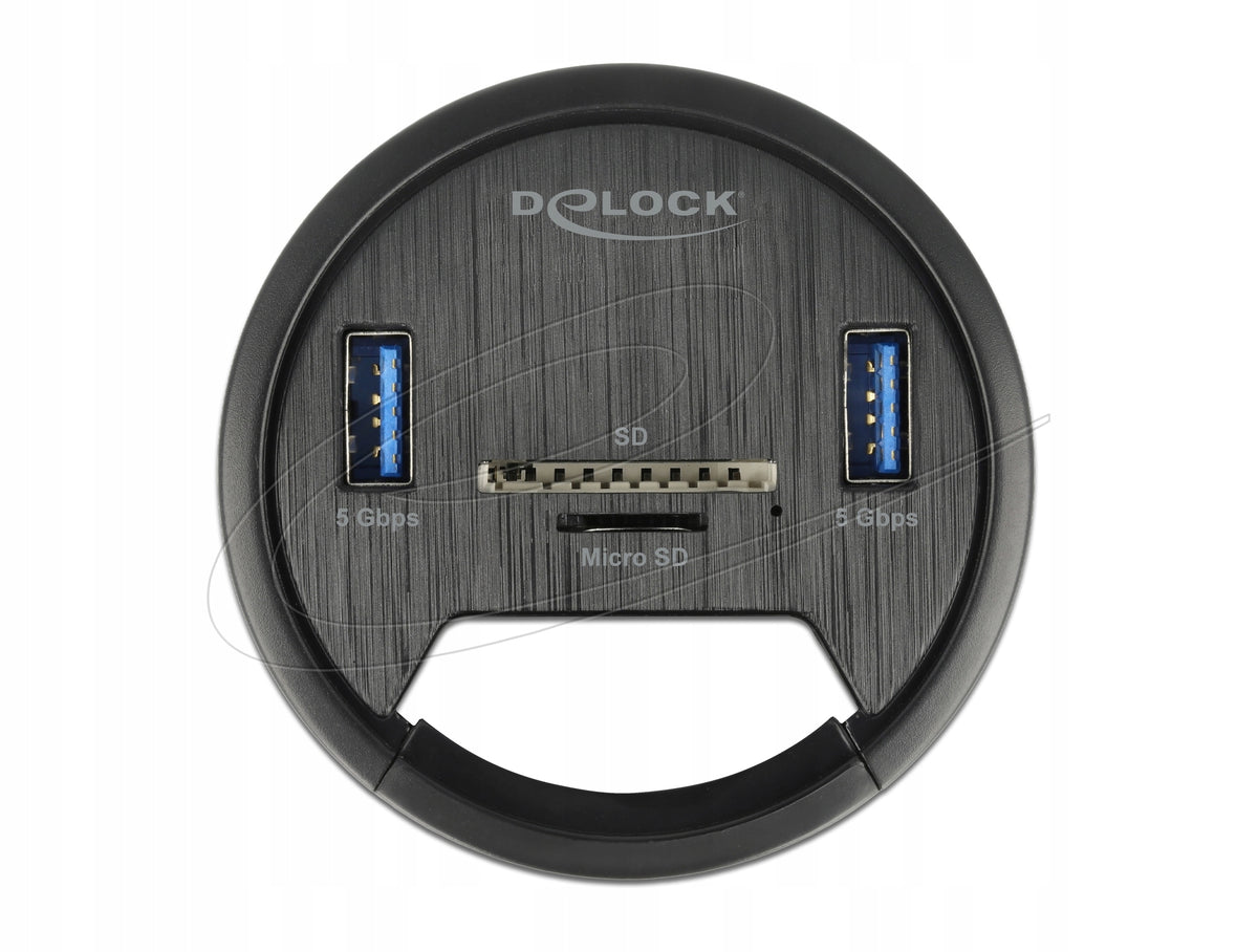 USB Hub 2x USB 5 Gbps Type-A + SD and Micro SD Card Reader Delock 64152 Manufacturer code 64152
