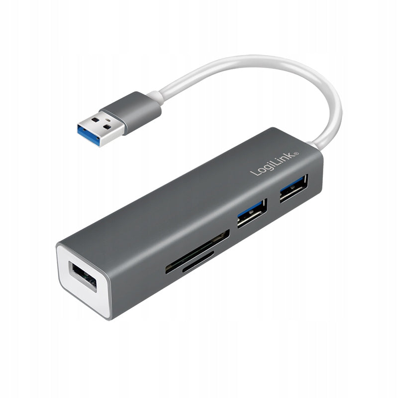 USB Hub 3.0 3 Ports SD Card Reader microSD 5Gb/s Hot Swap LogiLink
