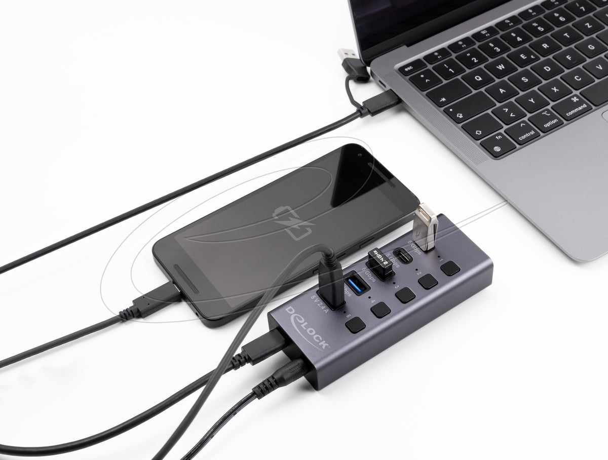 USB Hub 5 Gbps 2x USB Type-A + 2x USB Type-C Fast Charging Delock 64248 Manufacturer code 64248