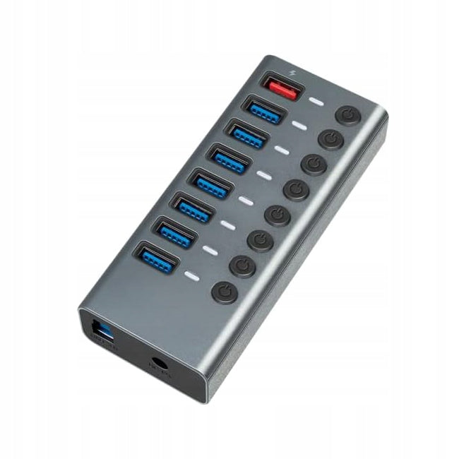 USB Hub 7x 3.0 +1 Aluminum Splitter 8 Ports Multiport Input Station