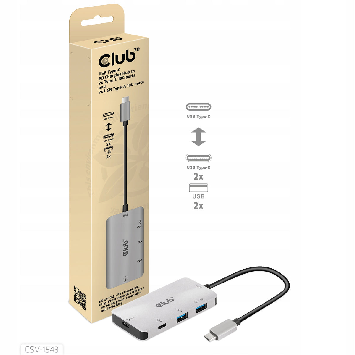 USB Hub CLUB3D CSV-1543 4portový