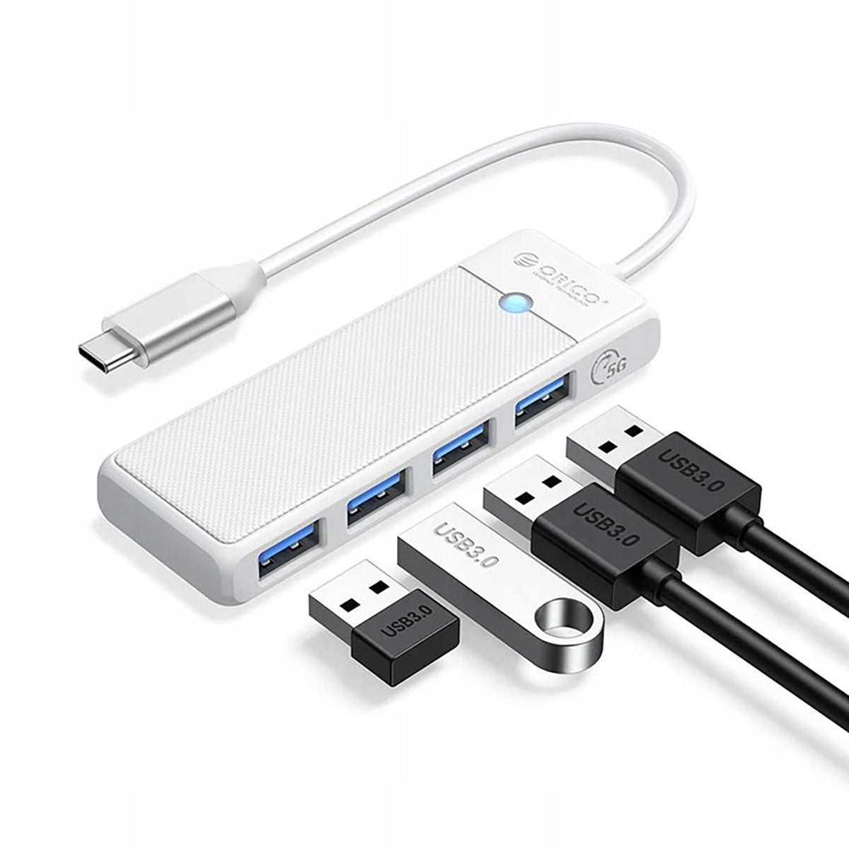 USB Hub Orico PAPW4A-C3 4-port 4x USB-A 3.0 1 m - white