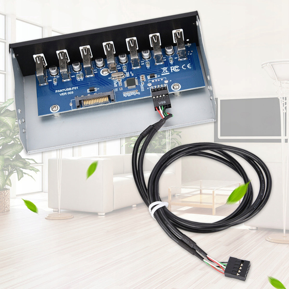 USB Hub Panel 7-Port USB 2.0 Lossless TV Drive Panel