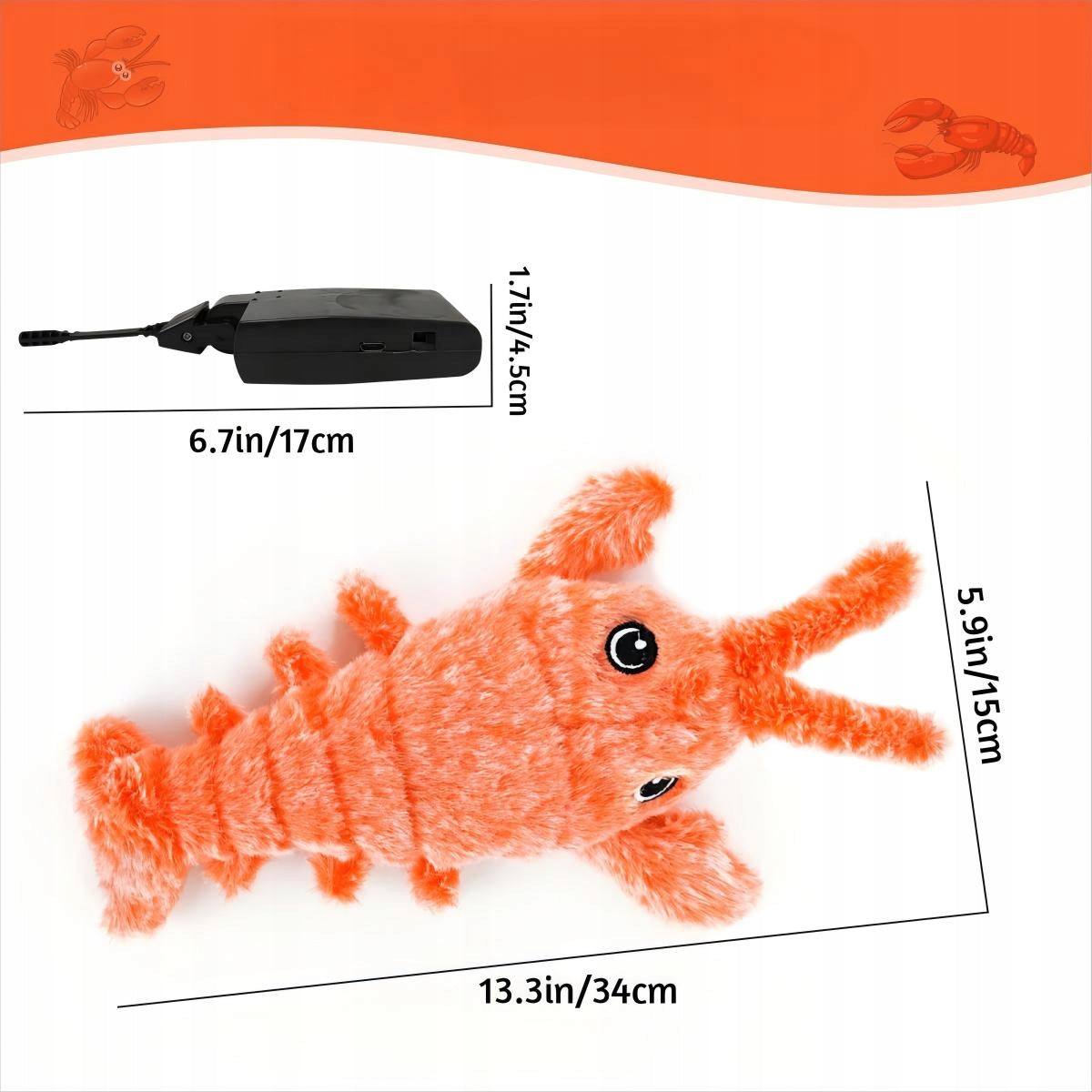 USB INTERACTIVE DOG CAT TOY MOVABLE LOBSTER SHRIMP JUMPING NEW Packaging status original