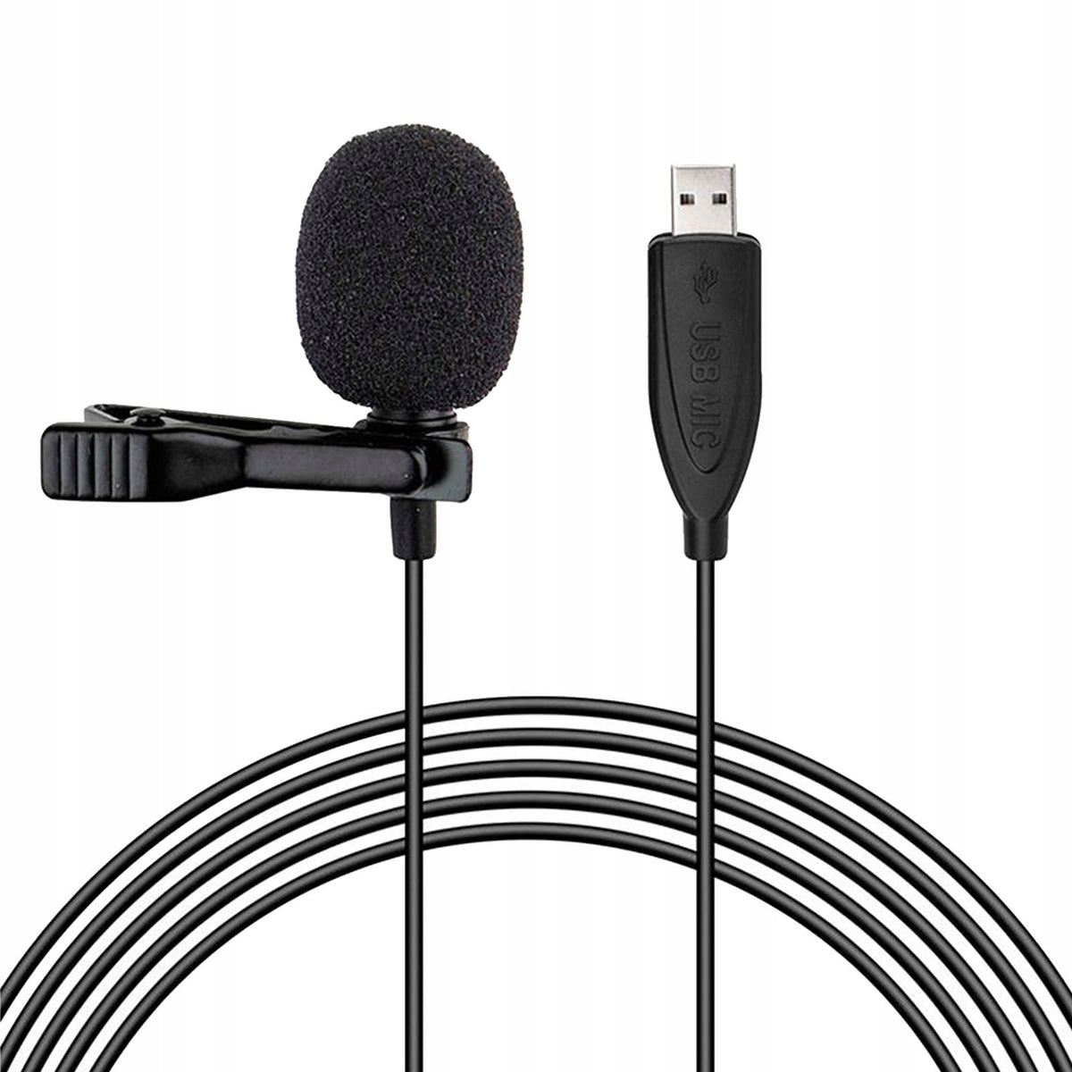 USB Lavalier Lapel Clip on Omnidirectional Microphone for Laptop, PC for