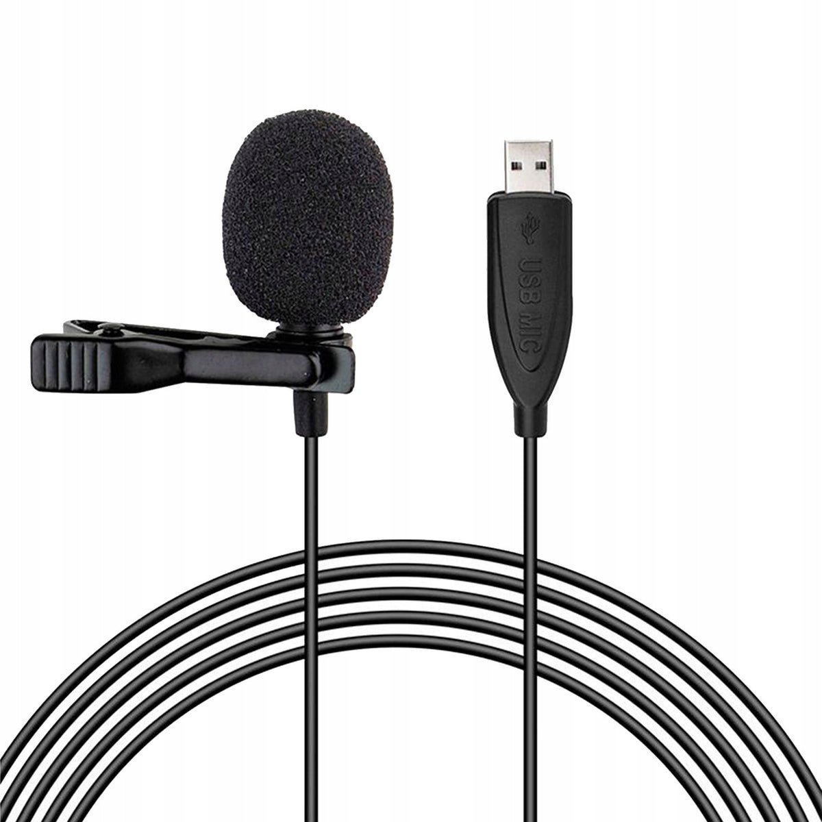 USB Lavalier Lapel Microphone, Clip on USB Computer Microphone Plug & Play Packaging status original