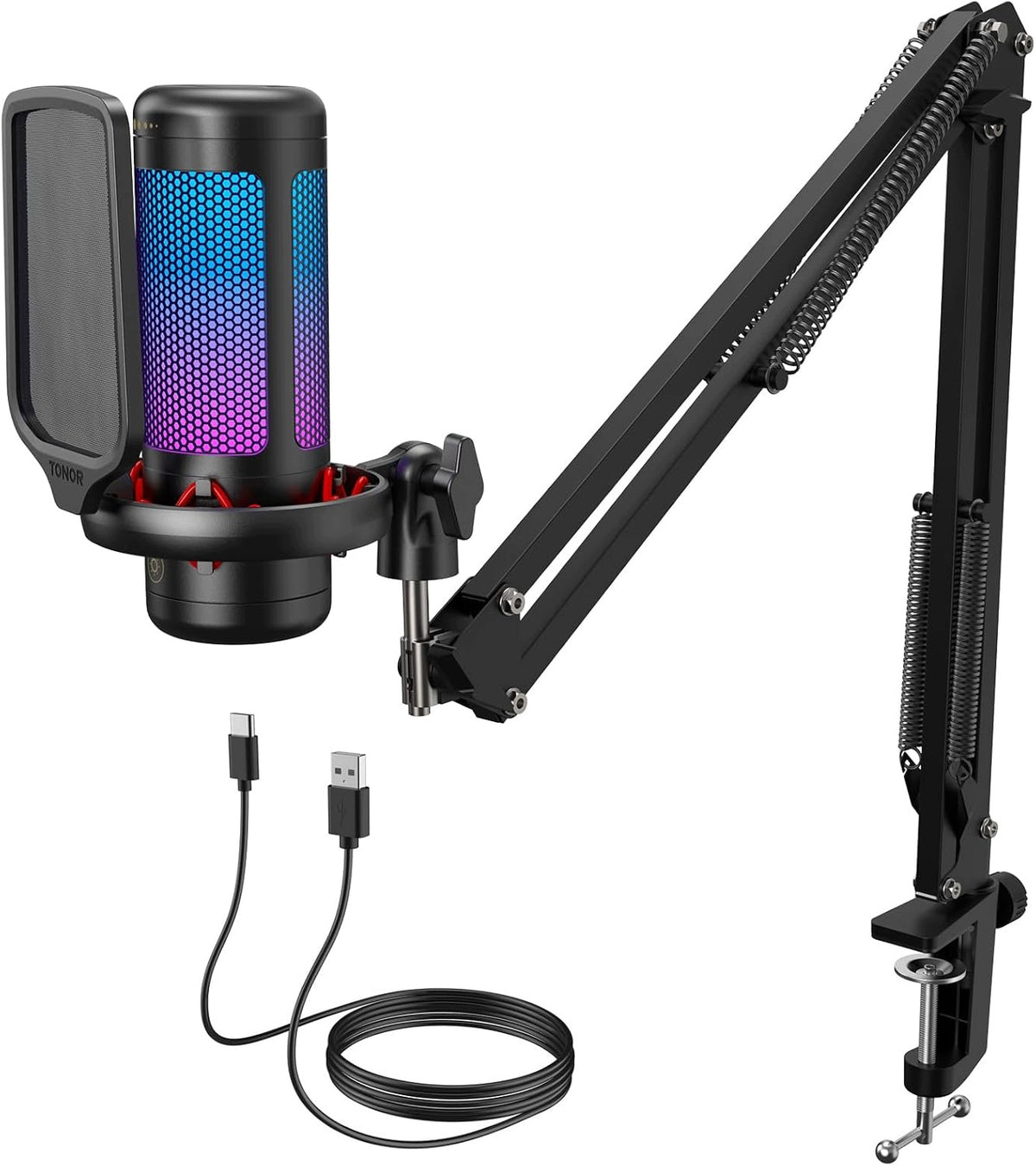 USB MICROPHONE FOR RGB GAMES ADJUSTABLE BRIGHTNESS PODCAST YOUTUBE