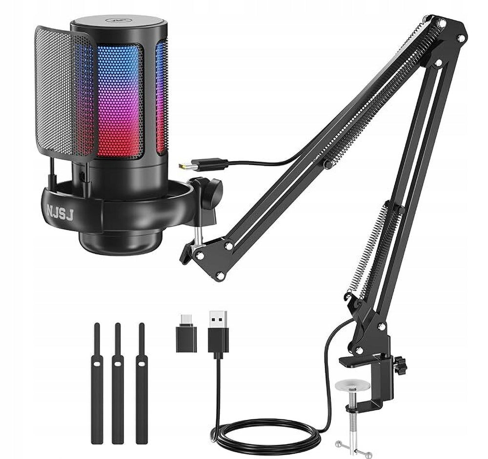 USB MICROPHONE LIGHT EFFECTS RGB WITH BRACKET HOLDER AND 3* VELCRO Brand no brand