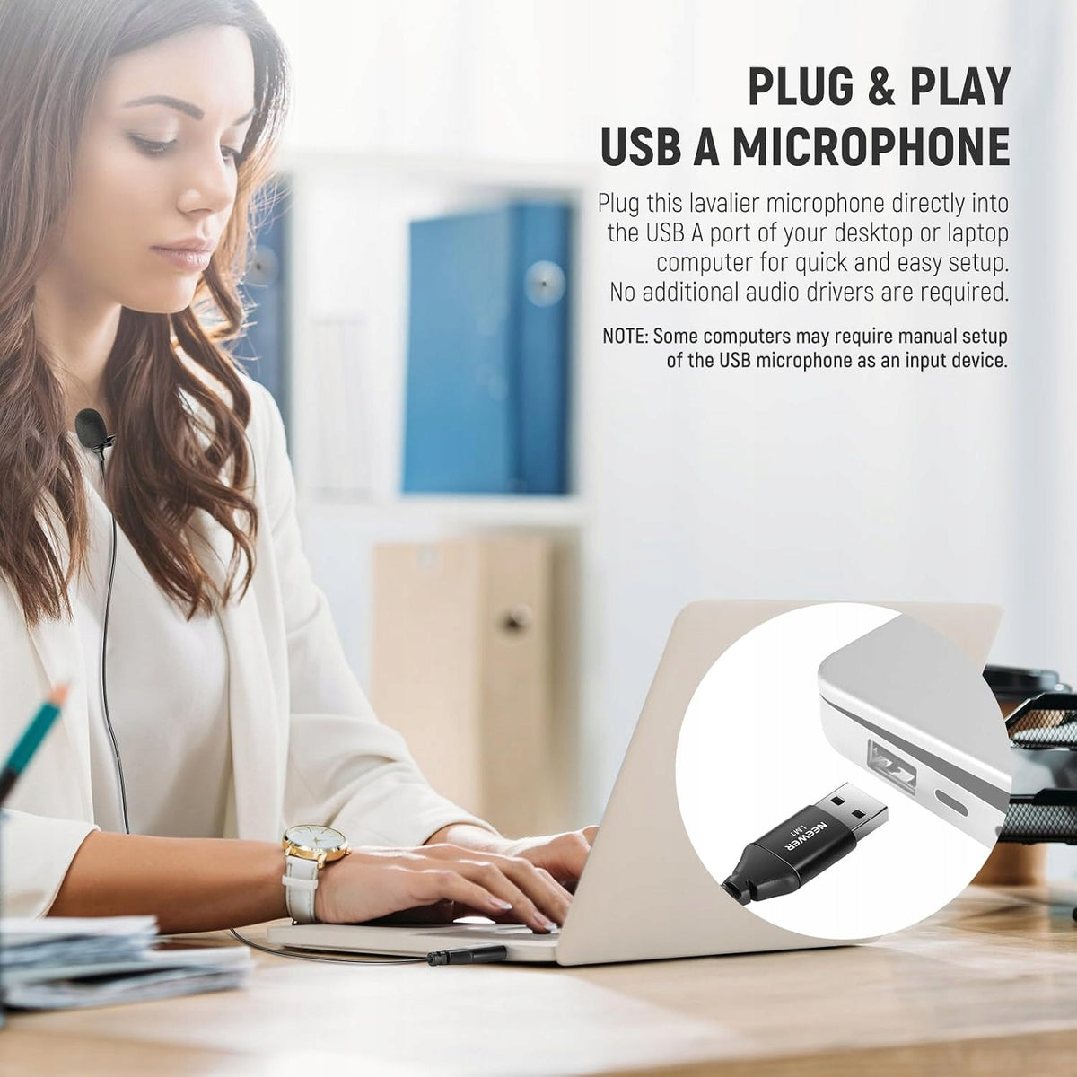 USB MICROPHONE OMNIDIRECTIONAL TIE CLIP 2M PODCAST VLOG Manufacturer code MIKROFON USB WIELOKIERUNKOWY KRAWATOWY K