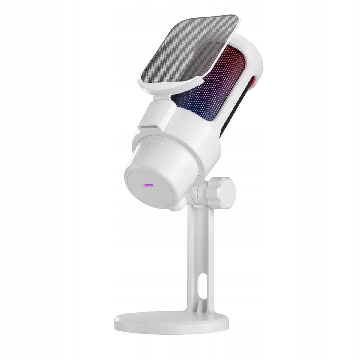 USB Microphone Cardioid Condenser Microphone,Angle Adjustment RGB PC white