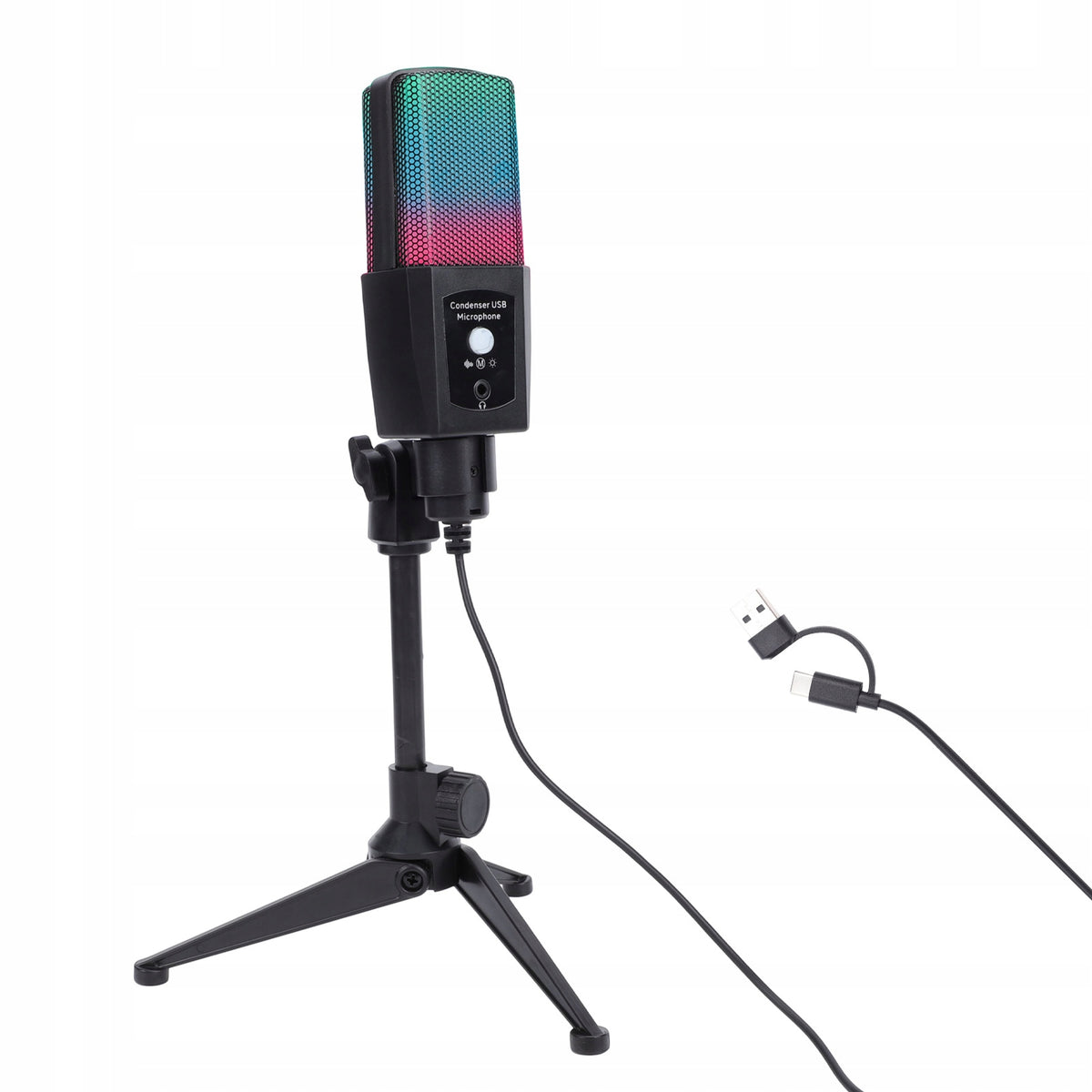 USB Microphone Desktop Microphone with Stand RGB XP Lighting