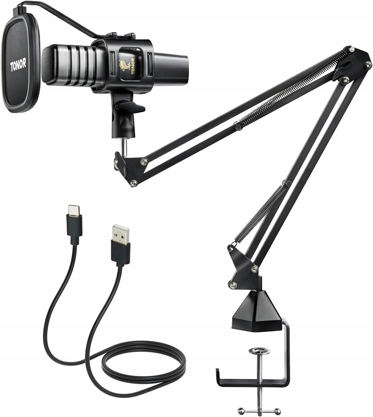 USB Microphone with Capacitive Arm for Computer Tripod with Base