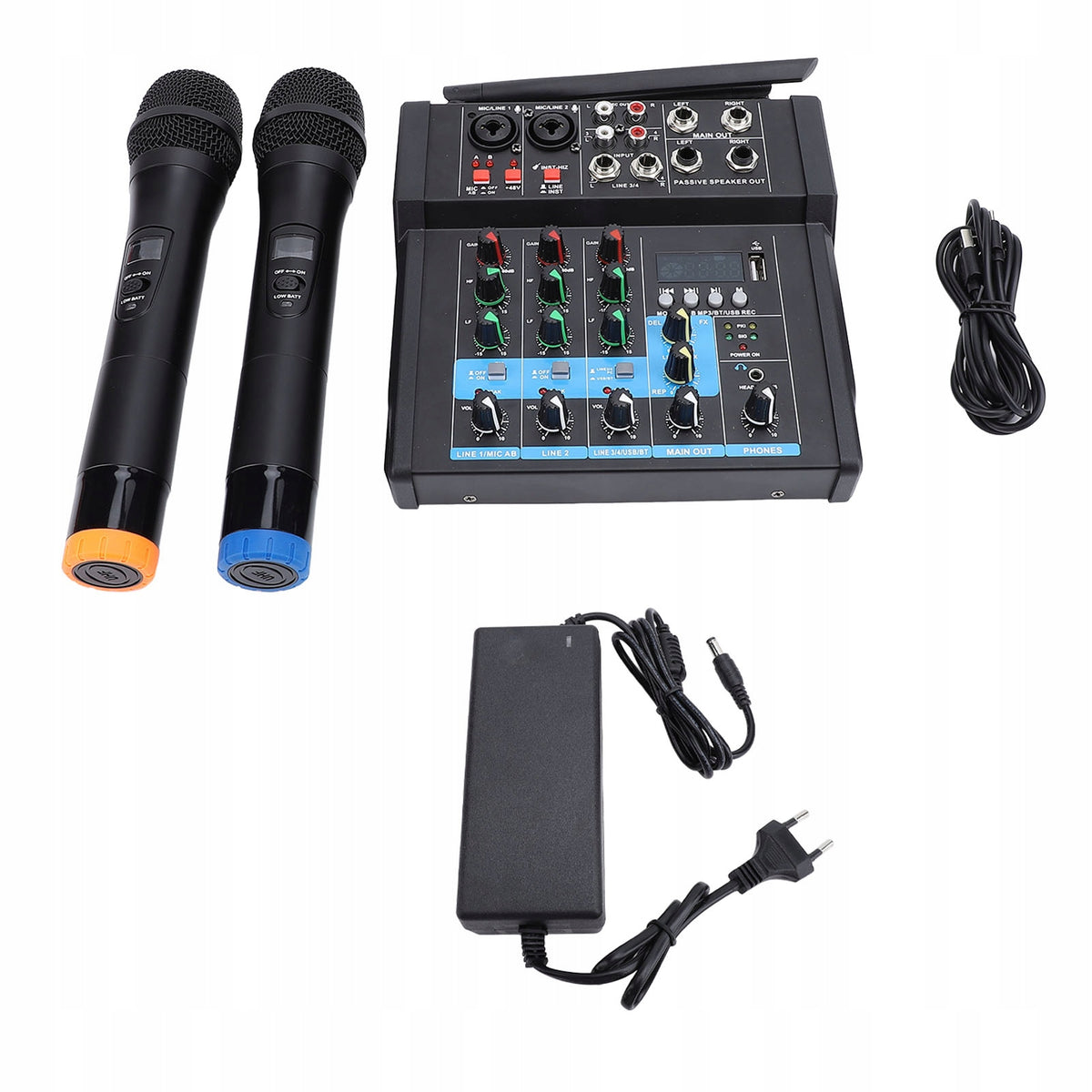 USB Mixing Console Desk Sound Mixer with Dual Microphone 4I