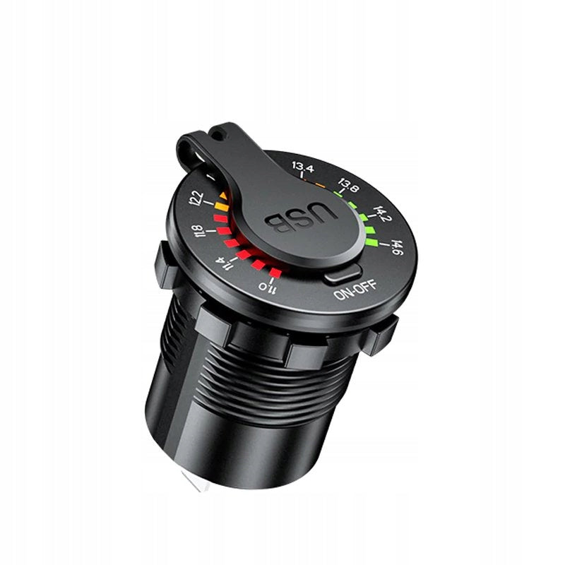 USB QC CHARGER 12V 24V BUILT-IN LED VOLTMETER ON/OFF FOR CAR Manufacturer code 41053