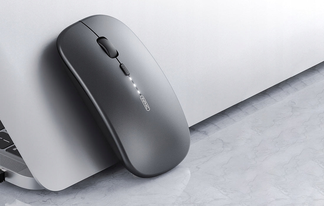 USB RECHARGEABLE WIRELESS MOUSE- GREY FLAT QUIET CLICK Packaging status original