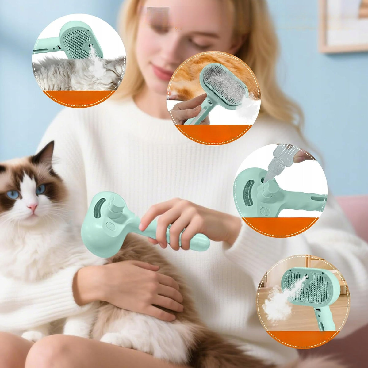 USB STEAM COMB FOR CAT AND DOG – FOR GROOMING AND CLEANING HAIR Packaging status original