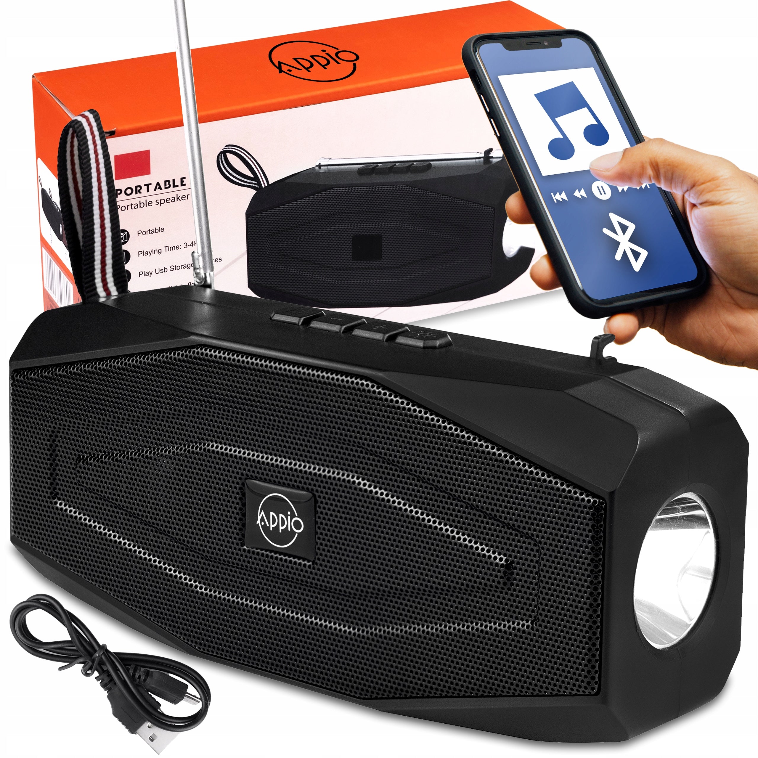 USB Speaker LED Flashlight Fish Radio Camping Under Tent