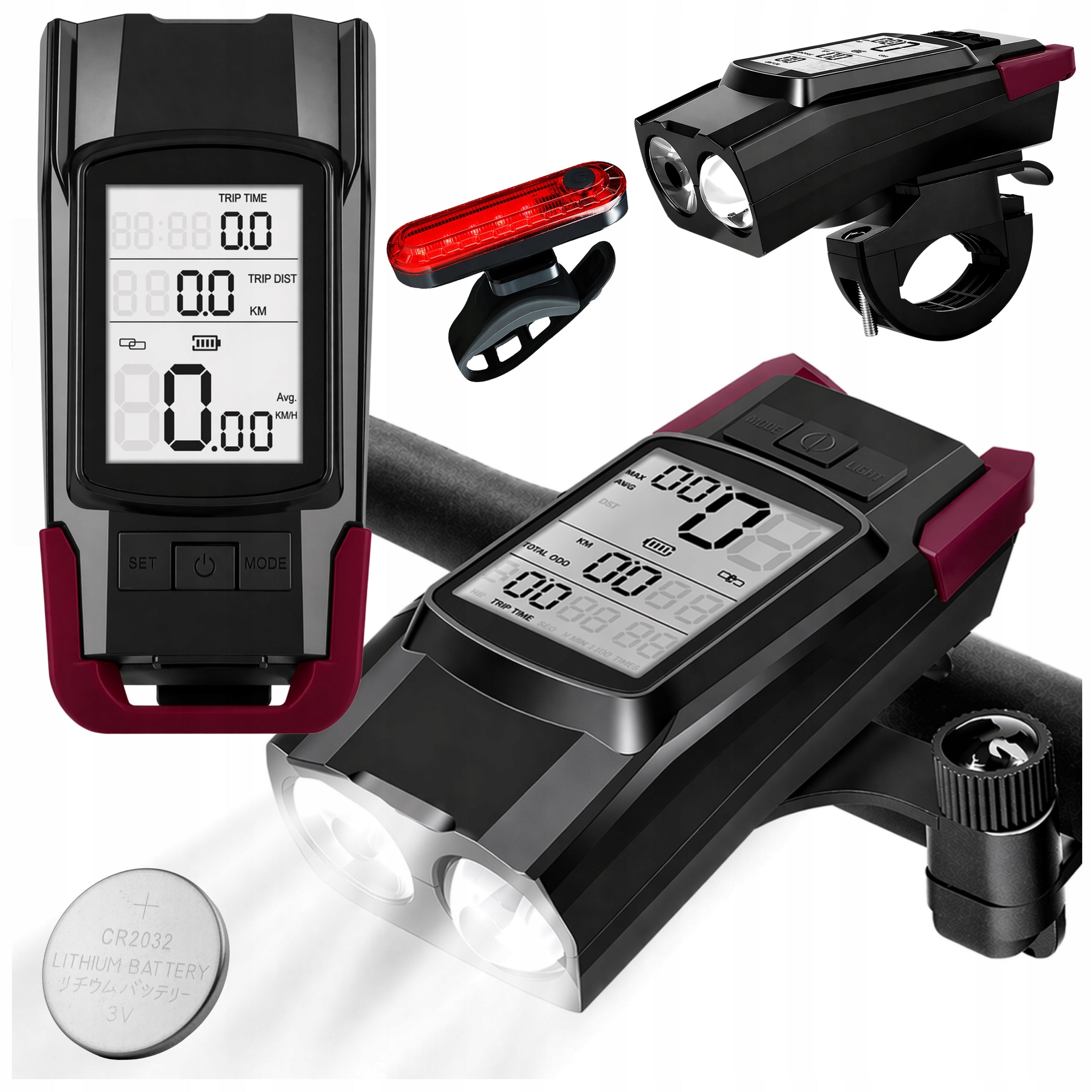 USB Steering Wheel Light Bicycle Lamp With Horn Counter Waterproof