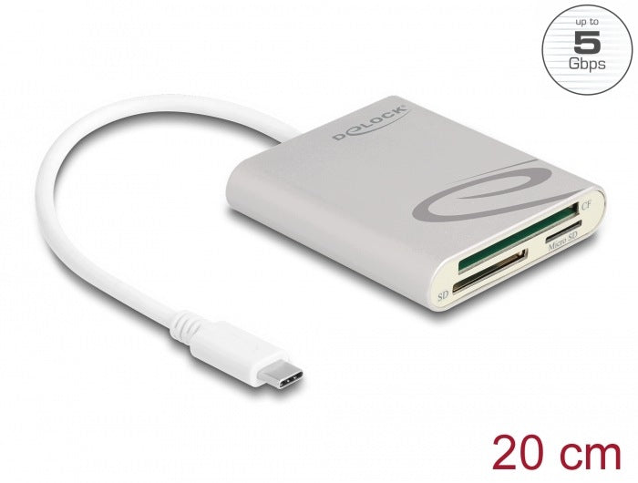 USB Type-C card reader for Compact Flash, SD and Micro SD Delock 91005