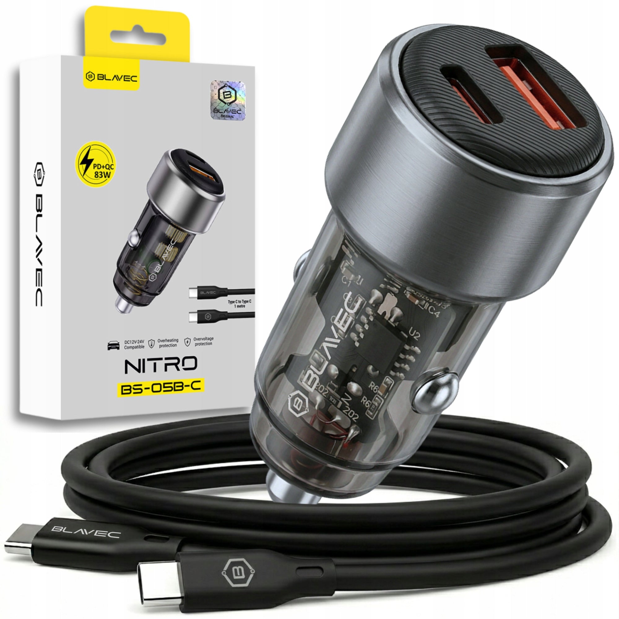 USB USB-C QC3.0 PD 83W Fast Car Charger for Cigarette Lighter Phone
