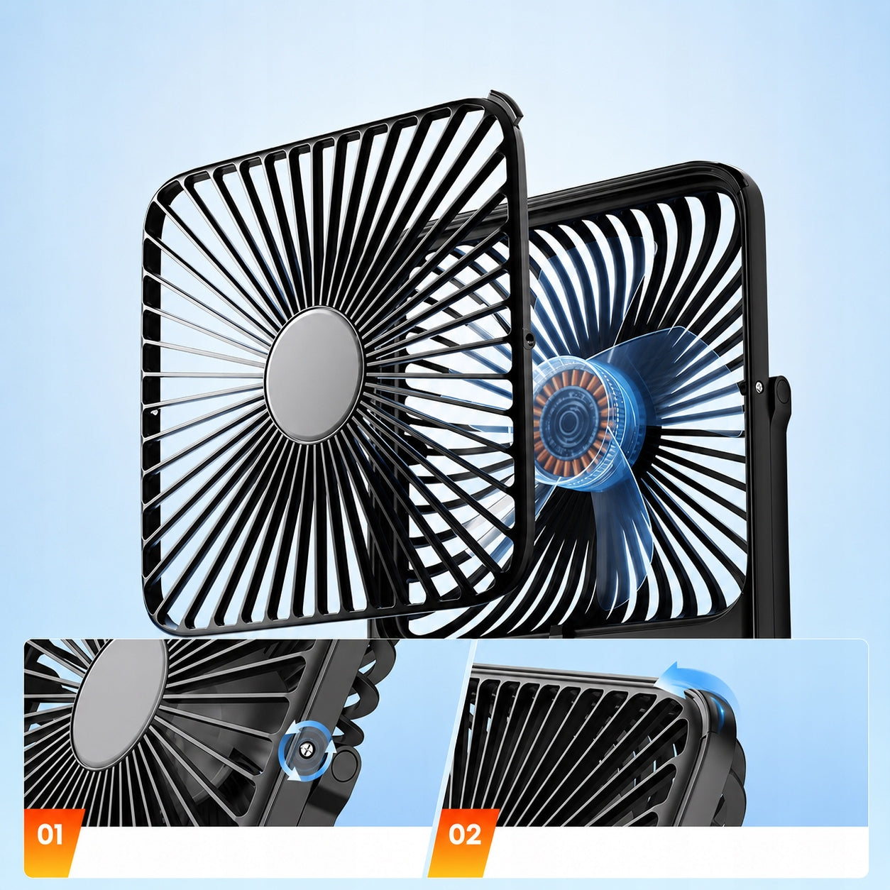 USB Windmill Quiet Mini Desk Fan Camping Cooling 10000mAh Dominant color black