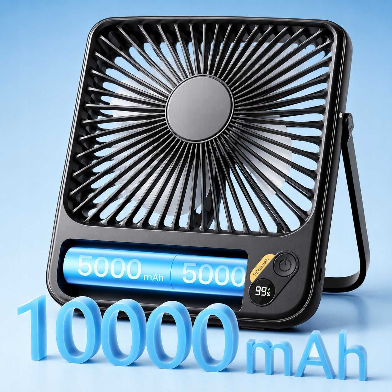 USB Windmill Quiet Mini Desk Fan Camping Cooling 10000mAh Model D3