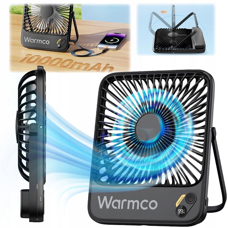 USB Windmill Quiet Mini Desk Fan Camping Cooling 10000mAh