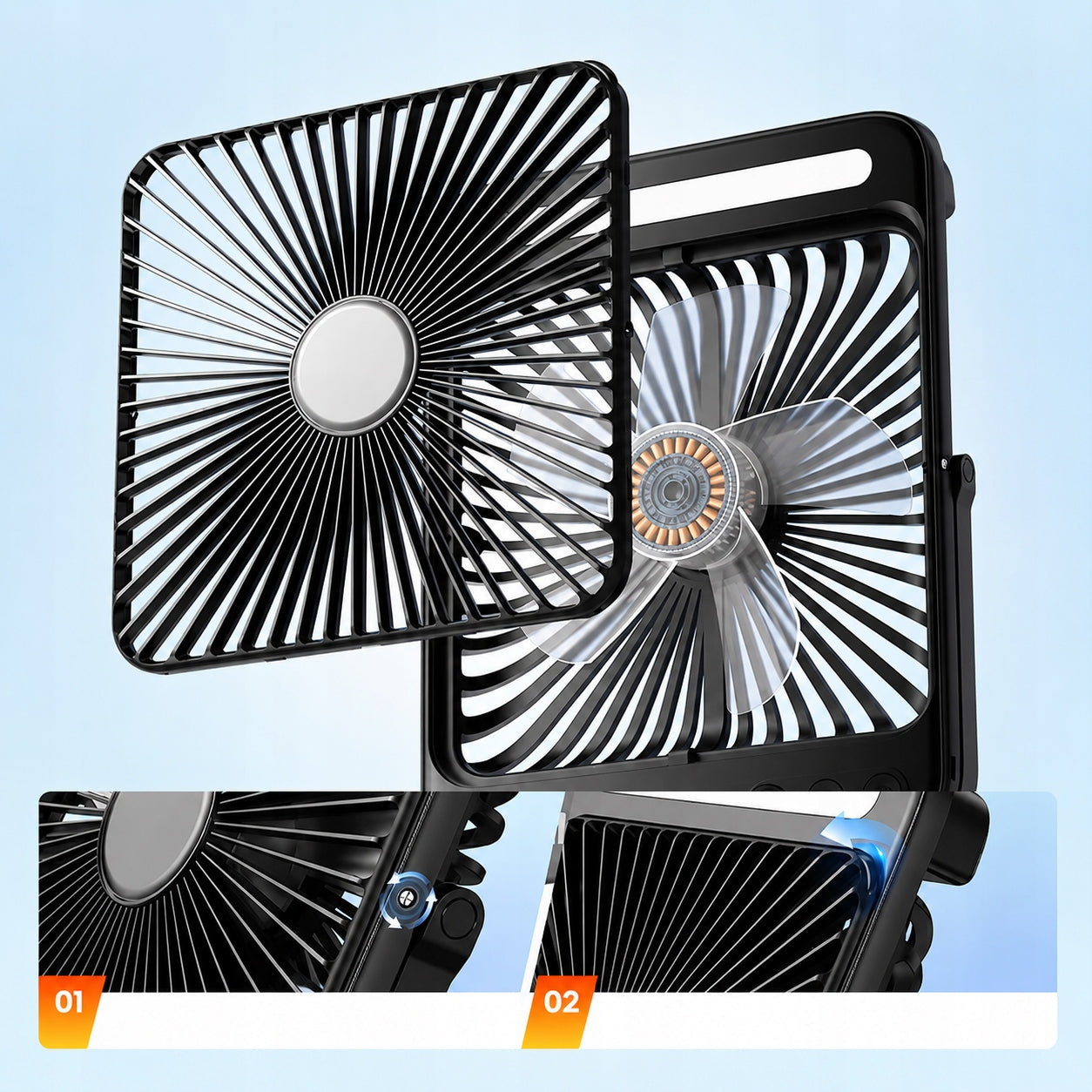 USB Windmill Quiet Mini Desk Fan Camping Cooling 20000mAh Model D4